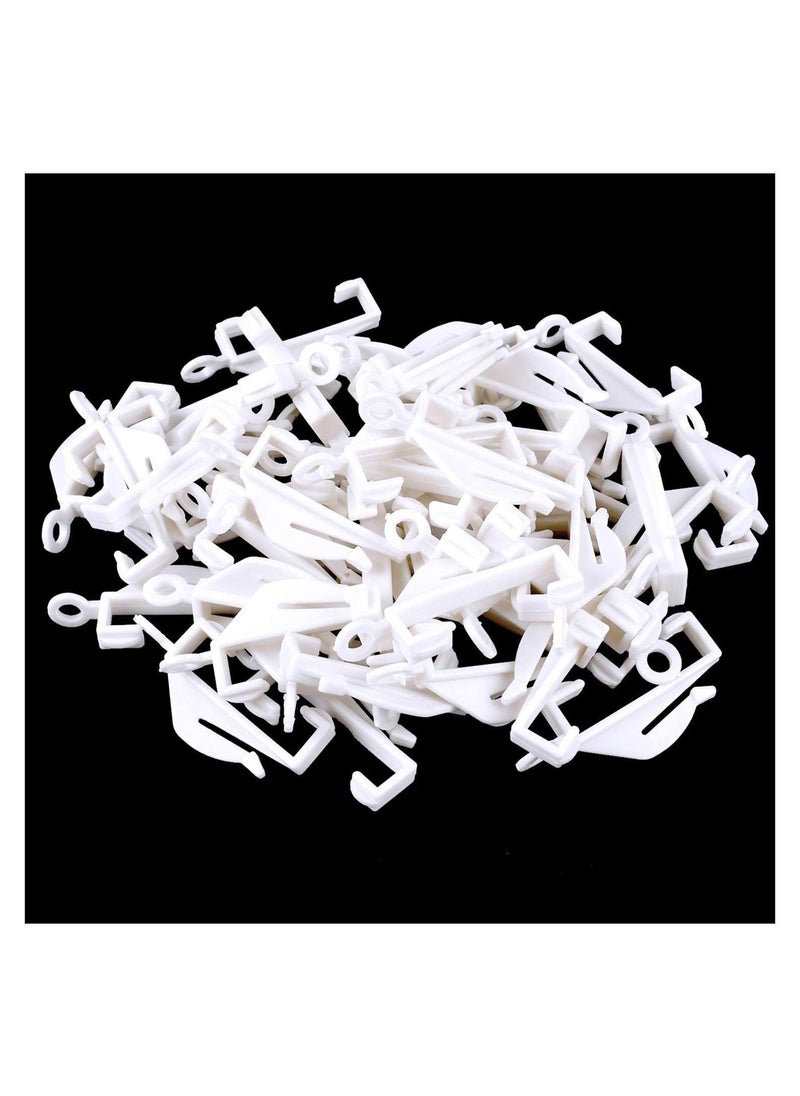 100pcs Curtain Hooks Plastic White Curtain Rail Glider Curtain Track Glider Curtains Hooks for Window Curtain Door Curtain and Shower Curtain