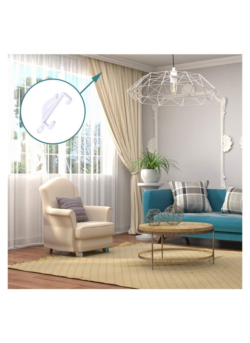 100pcs Curtain Hooks Plastic White Curtain Rail Glider Curtain Track Glider Curtains Hooks for Window Curtain Door Curtain and Shower Curtain