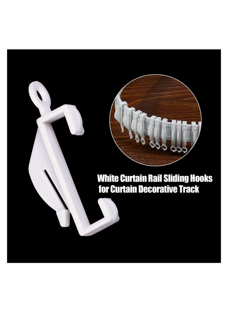 100pcs Curtain Hooks Plastic White Curtain Rail Glider Curtain Track Glider Curtains Hooks for Window Curtain Door Curtain and Shower Curtain
