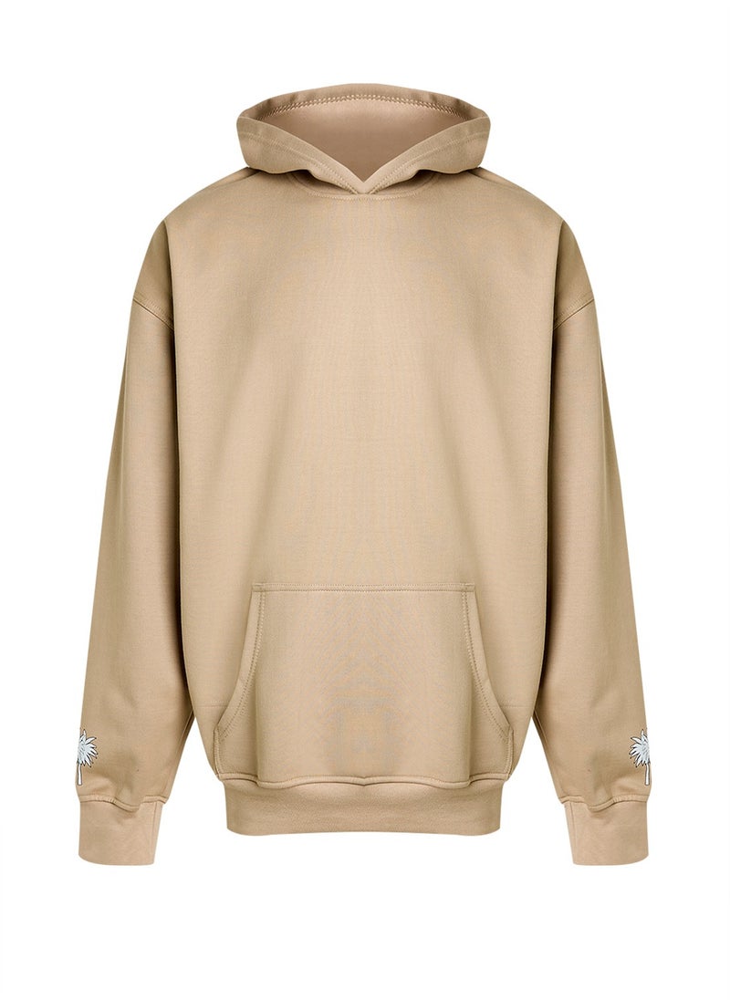 Eid Al Etihad Palm Tree Kids Hoodie- Beige