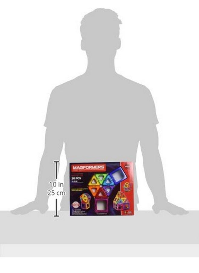 Basic Set (30 Pieces) Magnetic Building Blocks, Educational Tiles, Stem Toy - 63076 , Rainbow