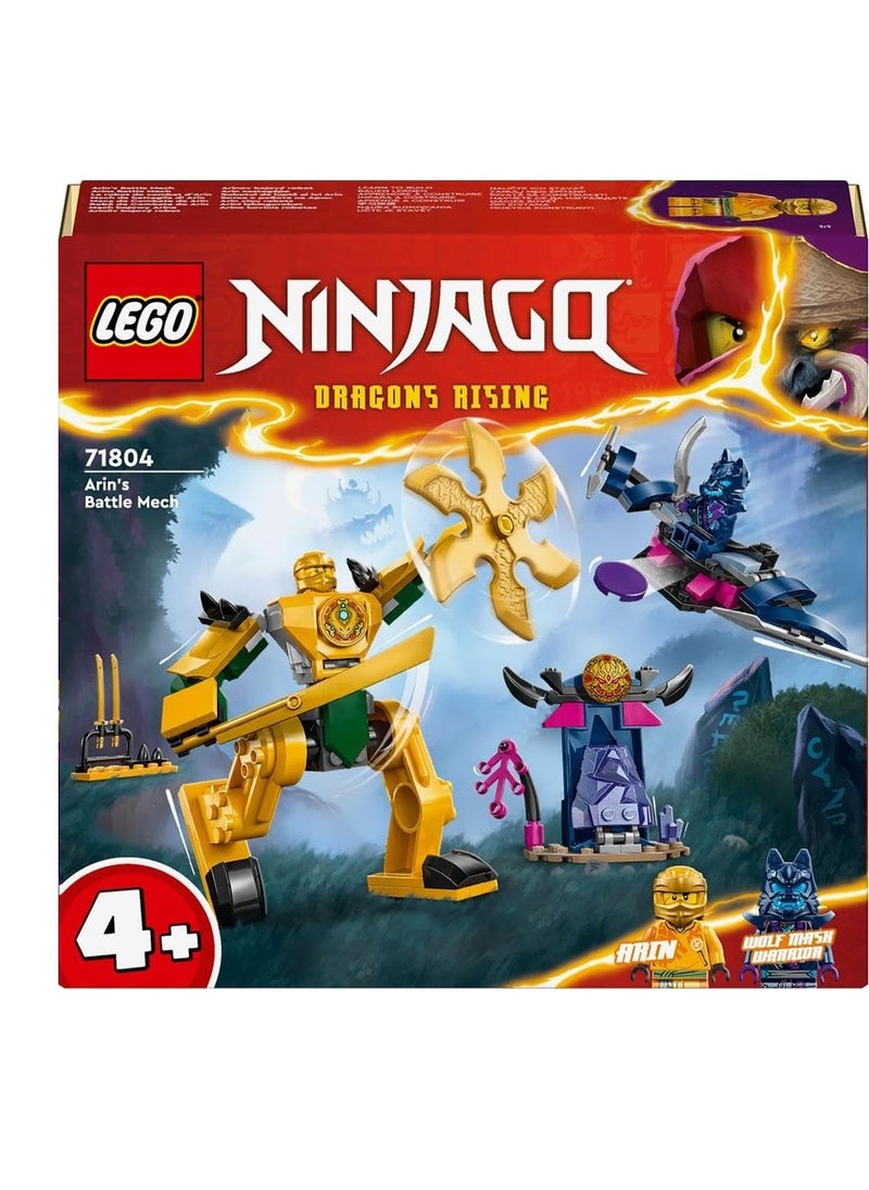 NINJAGO Arin’s Battle Mech, Action Figure Ninja Toy for 4 Plus Year Old Boys, Girls & Kids, Dragons Rising Set with Arin Minifigure and Mini Katana Accessory, Action Toys, Gift Idea 71804