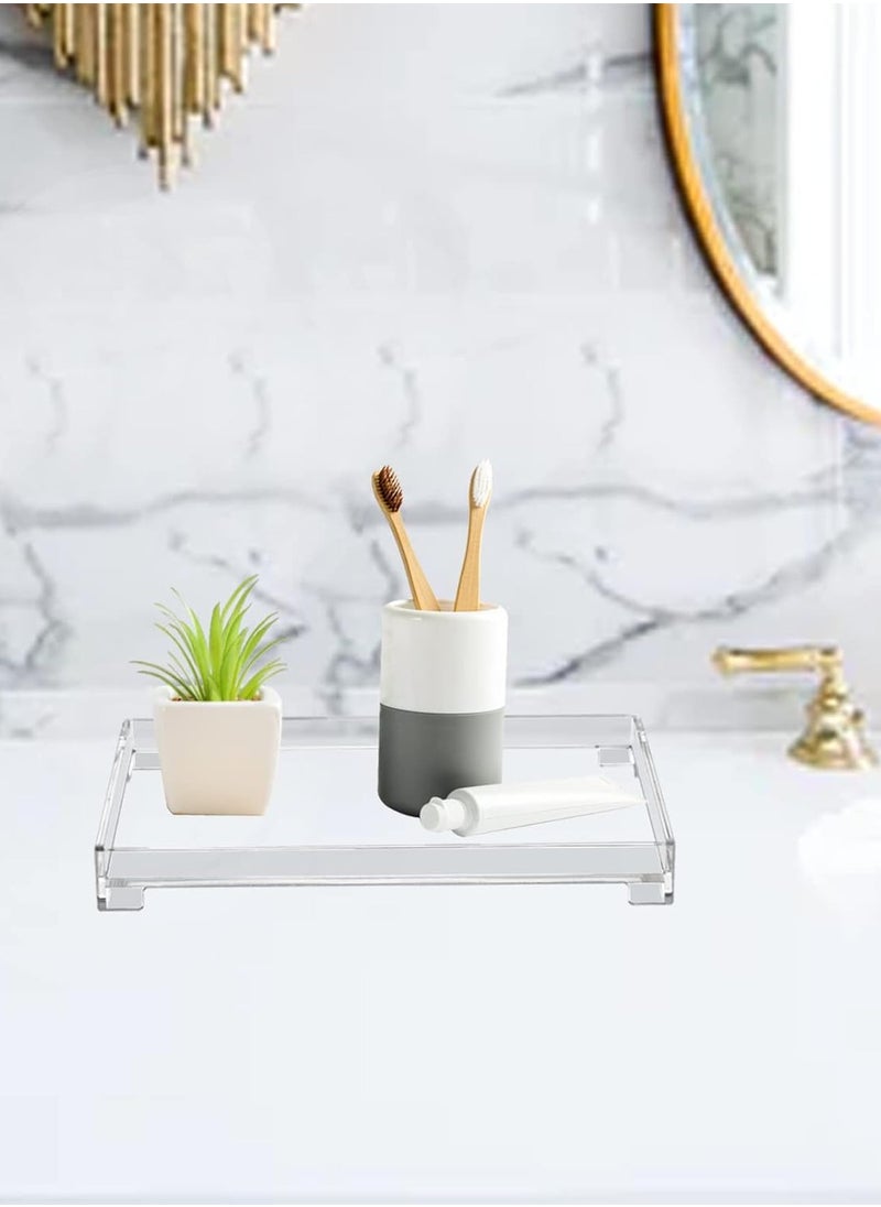 Vanity Tray – Medium Clear Acrylic Rectangle Decorative Catchall Organizer for Storage and Display