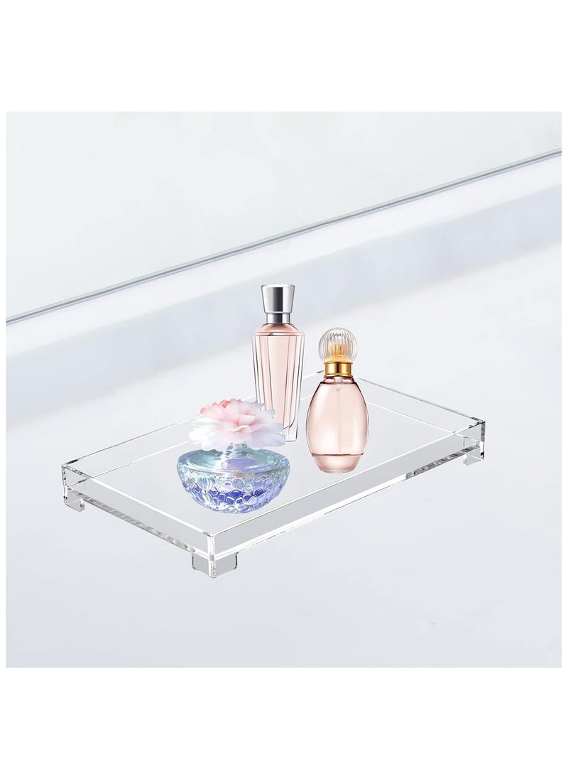 Vanity Tray – Medium Clear Acrylic Rectangle Decorative Catchall Organizer for Storage and Display