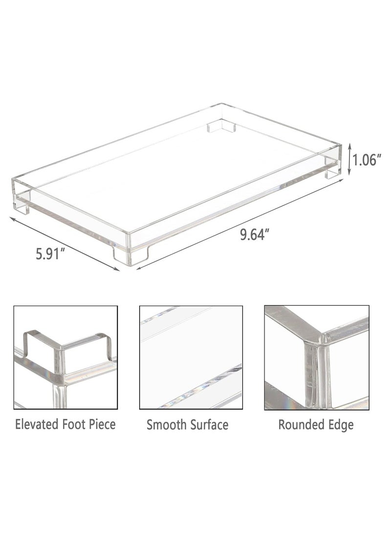 Vanity Tray – Medium Clear Acrylic Rectangle Decorative Catchall Organizer for Storage and Display