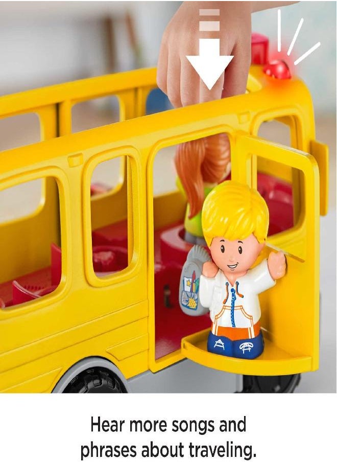 Fisher-Price Little People Musical Toddler Toy Sit With Me School Bus With Lights Sounds & 2 Figures For Ages 1+ Years