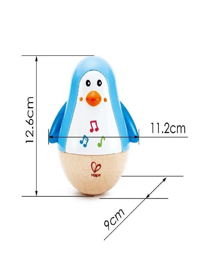 Hape Penguin Musical Wobbler | Colorful Wobbling Melody Penguin, Roly Poly Toy for Kids 6 Months+, Multicolor, 5'' x 2'' (E0331) , Blue