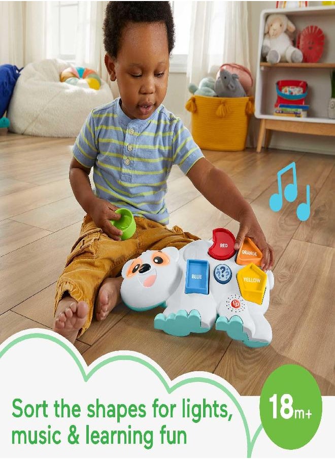 Fisher-Price Linkimals Toddler Learning Toy Puzzlin’ Shapes Polar Bear With Interactive Lights & Music For Ages 18+ Months, Multicolor