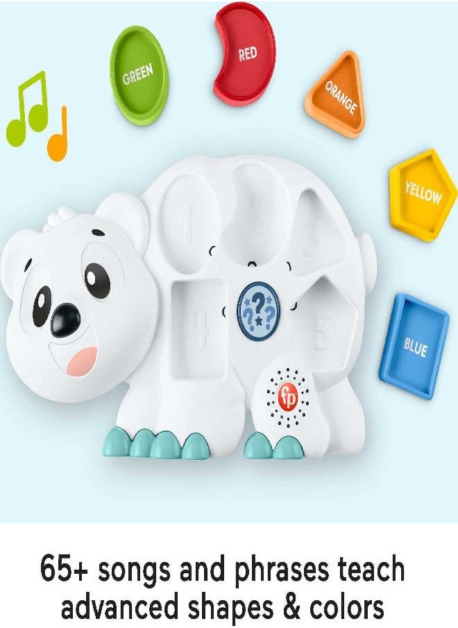 Fisher-Price Linkimals Toddler Learning Toy Puzzlin’ Shapes Polar Bear With Interactive Lights & Music For Ages 18+ Months, Multicolor