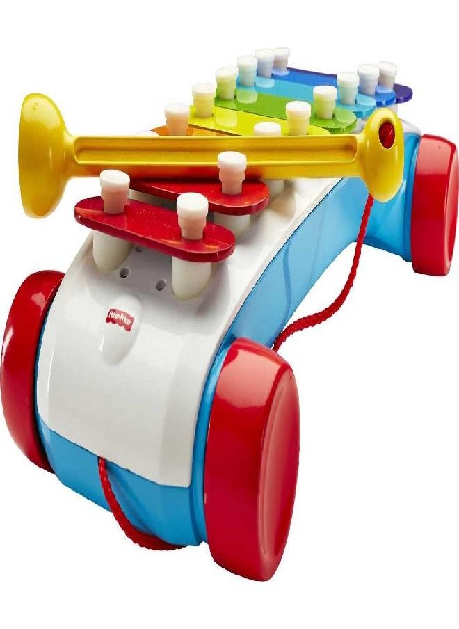 Fisher-Price Toddler Pull Toy, Classic Xylophone Pretend Musical Instrument with Mallet and Rolling Wheels for Ages 18+ Months