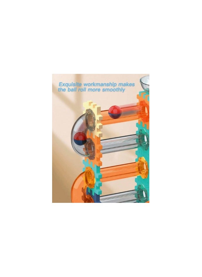 Creative Building Block and Marble Run Set with Gears, Tubes, Slides, and Engineering Tools for Kids' STEM Learning and Imaginative Play