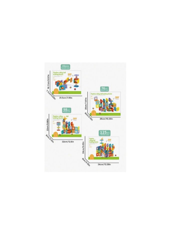 Creative Building Block and Marble Run Set with Gears, Tubes, Slides, and Engineering Tools for Kids' STEM Learning and Imaginative Play