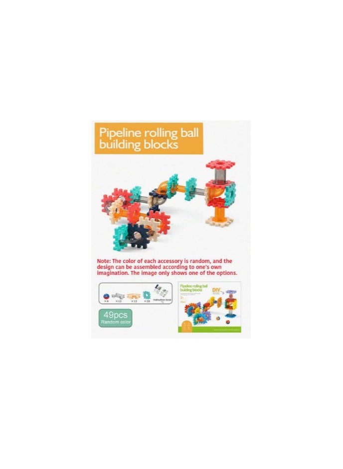 Creative Building Block and Marble Run Set with Gears, Tubes, Slides, and Engineering Tools for Kids' STEM Learning and Imaginative Play