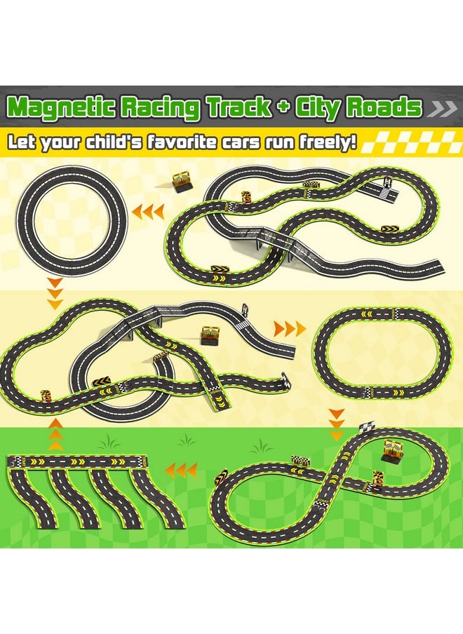 Magnetic Tiles Racing Track & City Road Expansion Pack - Kids Toys Stem Learning Montessori Toys For Toddler Magnetic Blocks Building Toys For 3+ Year Old Boys & Girls, Sensory Play Kids Toys