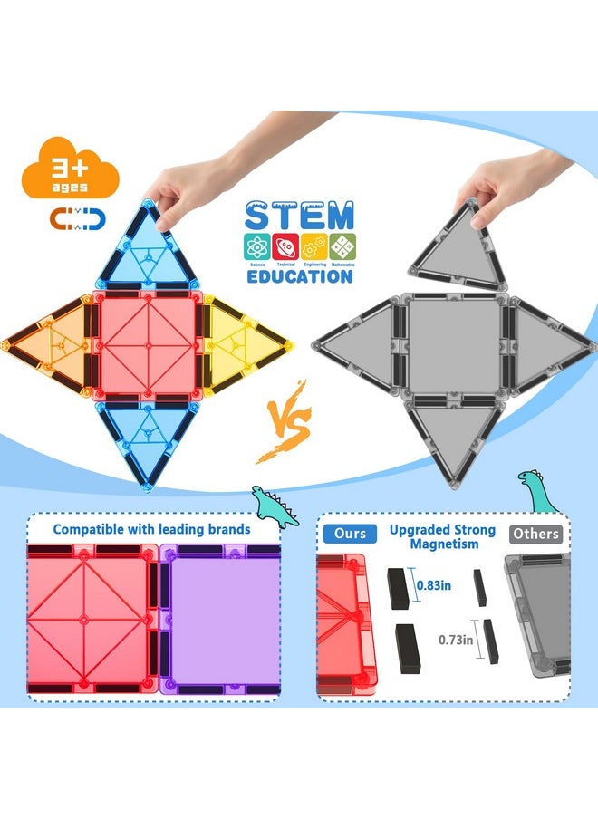 100Pcs Magnetic Tiles Stem Building Toys Set With 2 Cars, Sensory Stacking Magnetic Blocks For Toddlers & Kids, Ideal For Preschool Montessori Toys Christmas Birthday Gifts For Boys & Girls Ages 3+