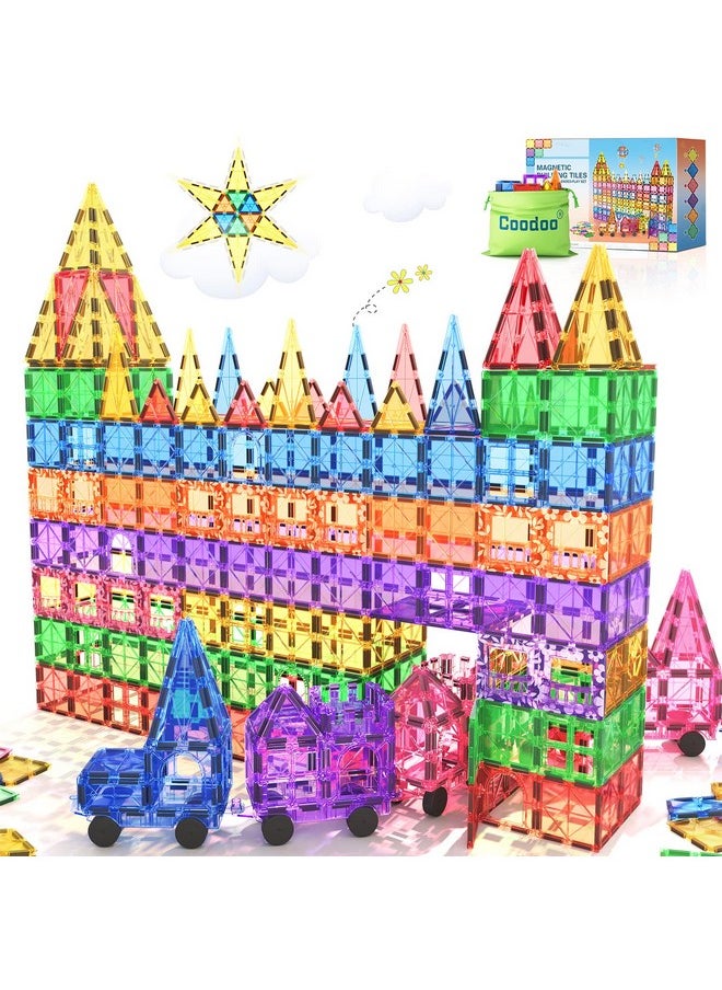 100Pcs Magnetic Tiles Stem Building Toys Set With 2 Cars, Sensory Stacking Magnetic Blocks For Toddlers & Kids, Ideal For Preschool Montessori Toys Christmas Birthday Gifts For Boys & Girls Ages 3+