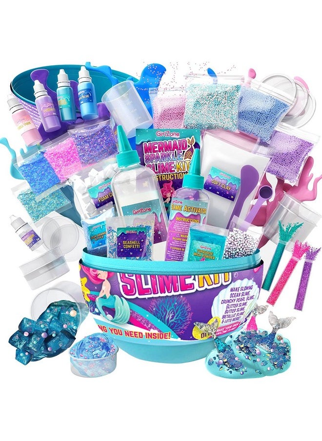 Egg Surprise Mermaid Sparkle Slime Kit, 39 Pieces To Make Glow In The Dark Slime With Glitter Slime Add Ins, For Girls 8-12, Ideal Easter Gifts For Kids