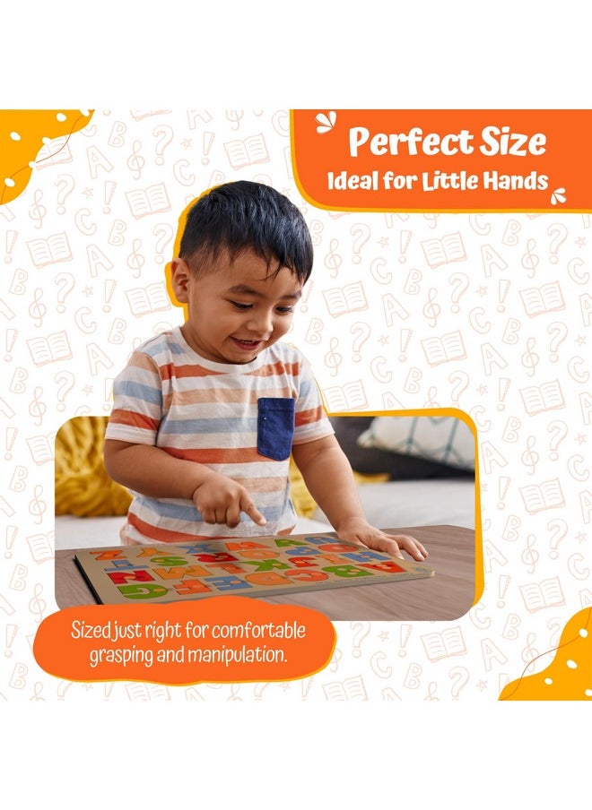 Wooden Alphabet Abcd Learning Tray, Develops Problem-Solving Skills, Fine Motor, Spatial Awareness, Hand-Eye Coordination, Durable, Safe, Premium Wood, Non-Toxic Paints