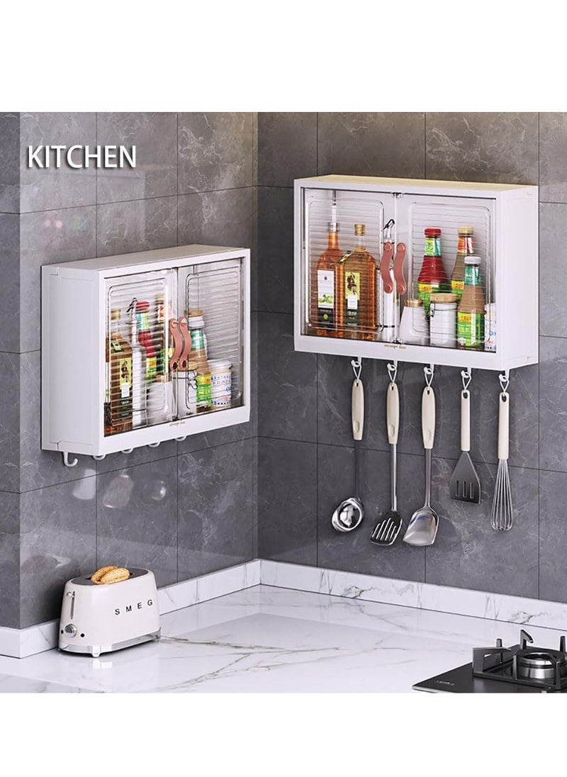 Bathroom Wall Mounted Storage Box Household Non Perforated Bathroom with Transparent Door Storage Cabinet Jewelry Shelf Kitchen Tool Storage Box