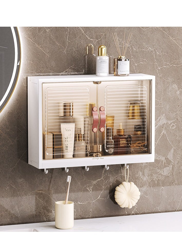 Bathroom Wall Mounted Storage Box Household Non Perforated Bathroom with Transparent Door Storage Cabinet Jewelry Shelf Kitchen Tool Storage Box