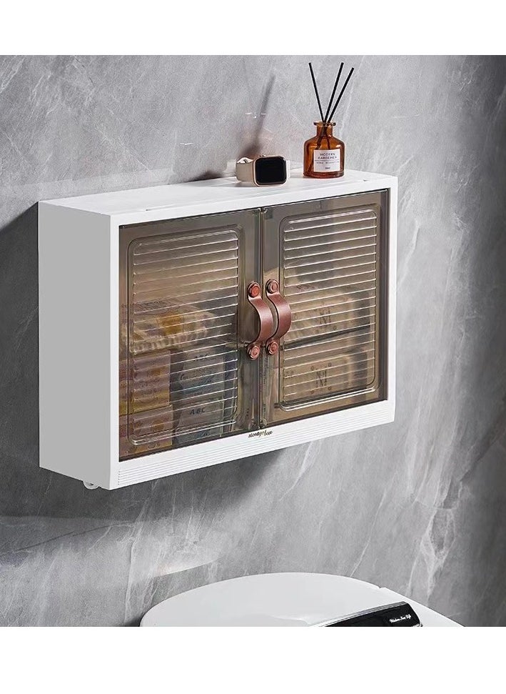 Bathroom Wall Mounted Storage Box Household Non Perforated Bathroom with Transparent Door Storage Cabinet Jewelry Shelf Kitchen Tool Storage Box