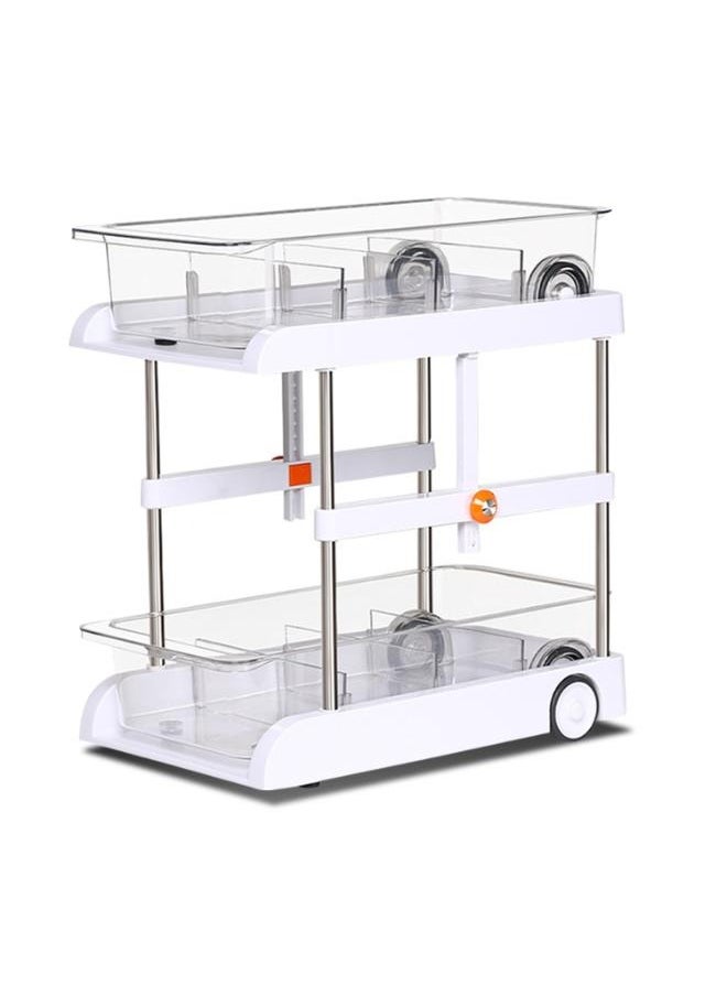 EOPTIFY 2-Tier Transparent Acrylic Rolling Utility Cart for Kitchen, Pantry, and Bathroom Storage