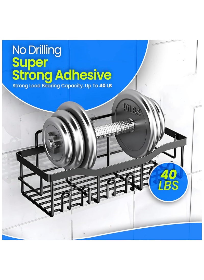 Shower Caddy 5-Pack, Adhesive Bathroom & Kitchen Organizer, No Drilling, Rustproof Stainless Steel, Large Capacity Storage Rack for Shower, Wall-Mounted Organizer for Bathroom and Kitchen