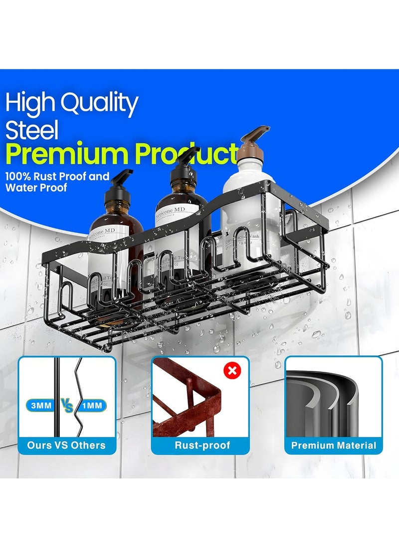 Shower Caddy 5-Pack, Adhesive Bathroom & Kitchen Organizer, No Drilling, Rustproof Stainless Steel, Large Capacity Storage Rack for Shower, Wall-Mounted Organizer for Bathroom and Kitchen