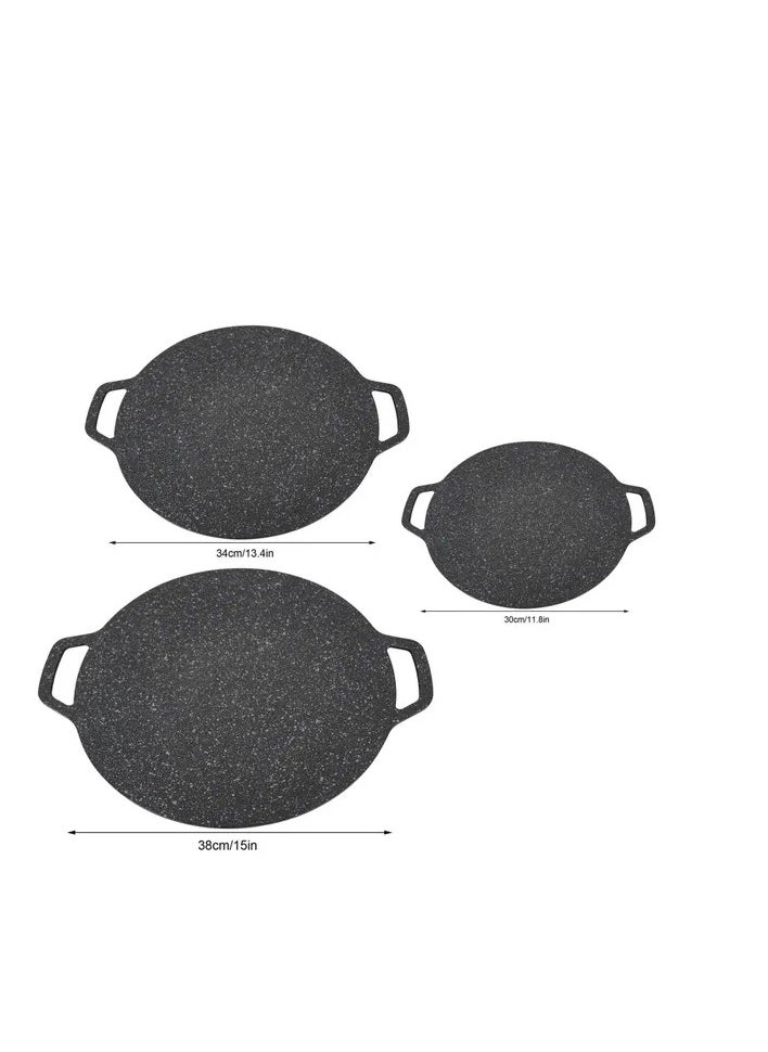 38cm Korean BBQ Grill Pan Round High Thermal Conductivity Easy To Clean Barbecue Griddle