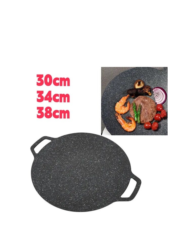 38cm Korean BBQ Grill Pan Round High Thermal Conductivity Easy To Clean Barbecue Griddle