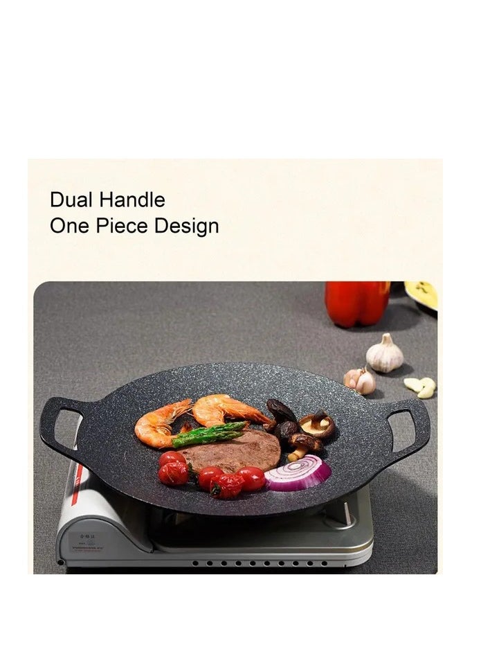 38cm Korean BBQ Grill Pan Round High Thermal Conductivity Easy To Clean Barbecue Griddle