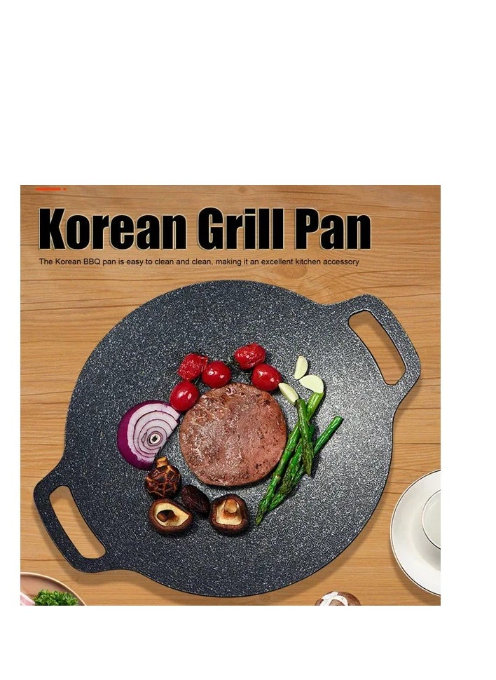 38cm Korean BBQ Grill Pan Round High Thermal Conductivity Easy To Clean Barbecue Griddle