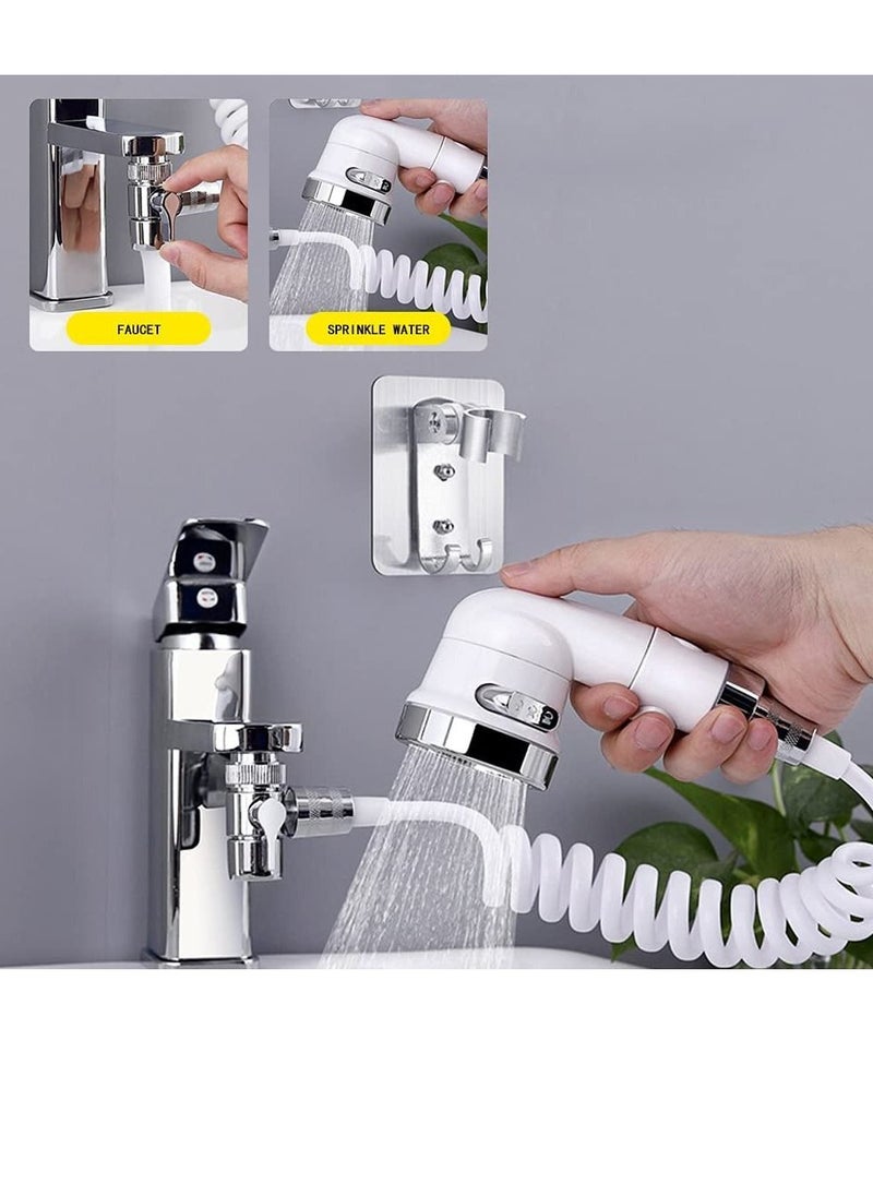 Faucet Sprayer Hose Rinser Attachment, Faucet Diverter and Adapter for Kitchen Faucet Bathroom Laundry Room Bathtub Bathing Babies, Pets Washing Vegetables