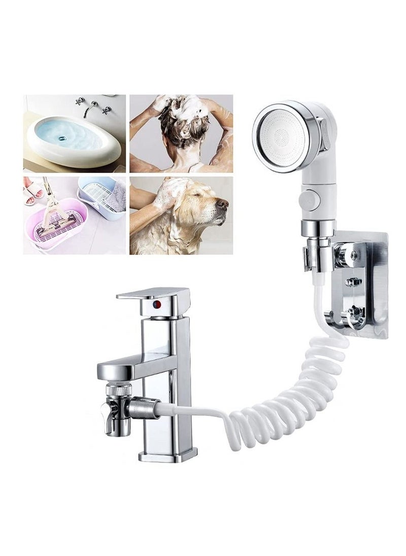 Faucet Sprayer Hose Rinser Attachment, Faucet Diverter and Adapter for Kitchen Faucet Bathroom Laundry Room Bathtub Bathing Babies, Pets Washing Vegetables