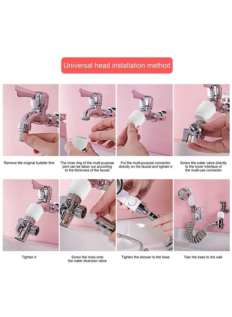 Faucet Sprayer Hose Rinser Attachment, Faucet Diverter and Adapter for Kitchen Faucet Bathroom Laundry Room Bathtub Bathing Babies, Pets Washing Vegetables