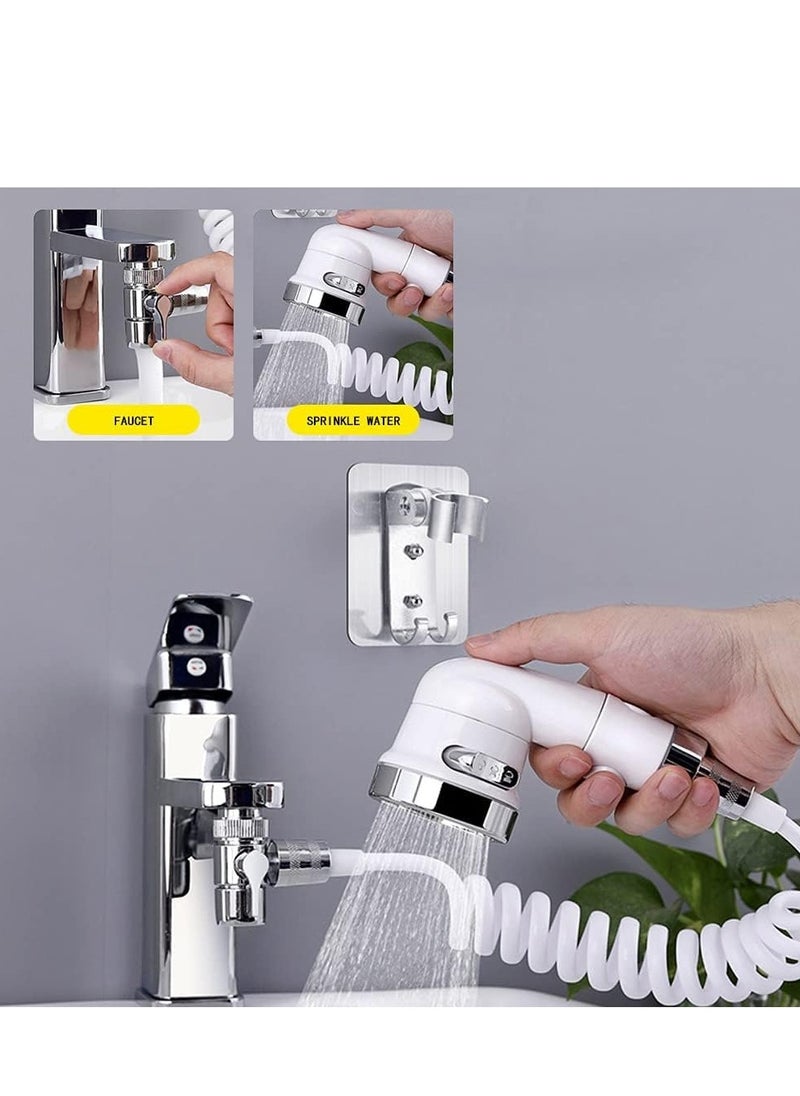 Faucet Sprayer Hose Rinser Attachment, Faucet Diverter and Adapter for Kitchen Faucet Bathroom Laundry Room Bathtub Bathing Babies, Pets Washing Vegetables