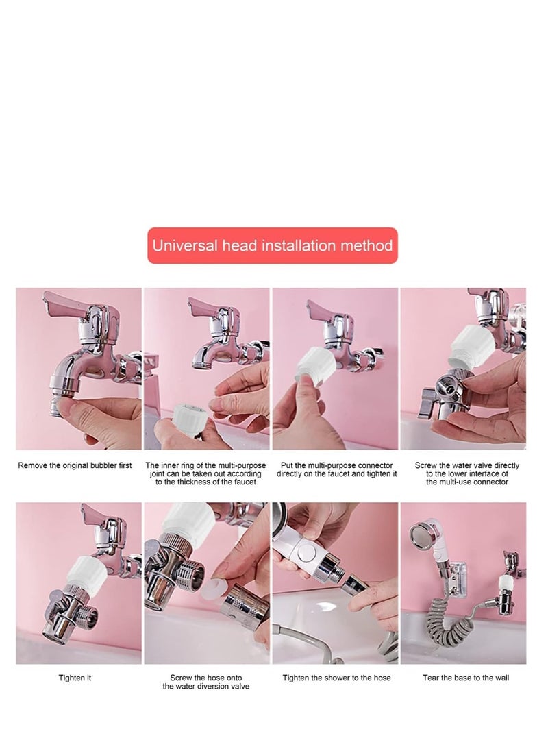 Faucet Sprayer Hose Rinser Attachment, Faucet Diverter and Adapter for Kitchen Faucet Bathroom Laundry Room Bathtub Bathing Babies, Pets Washing Vegetables