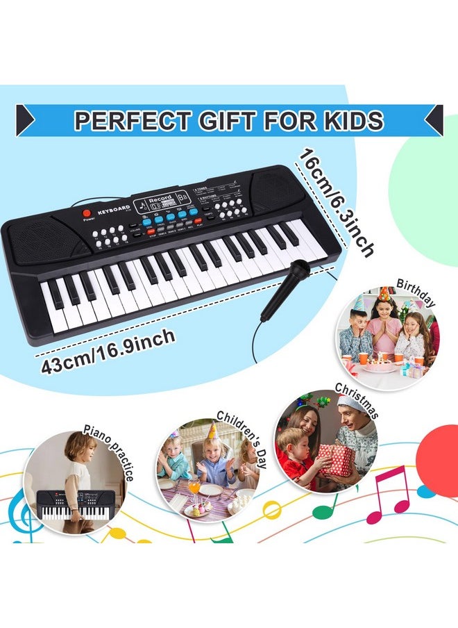 Upgraded Kids Piano Keyboard 37 Keys With Microphone, Music Toys Birthday Gifts For 3 4 5 6 Year Old Boys Girls, Black