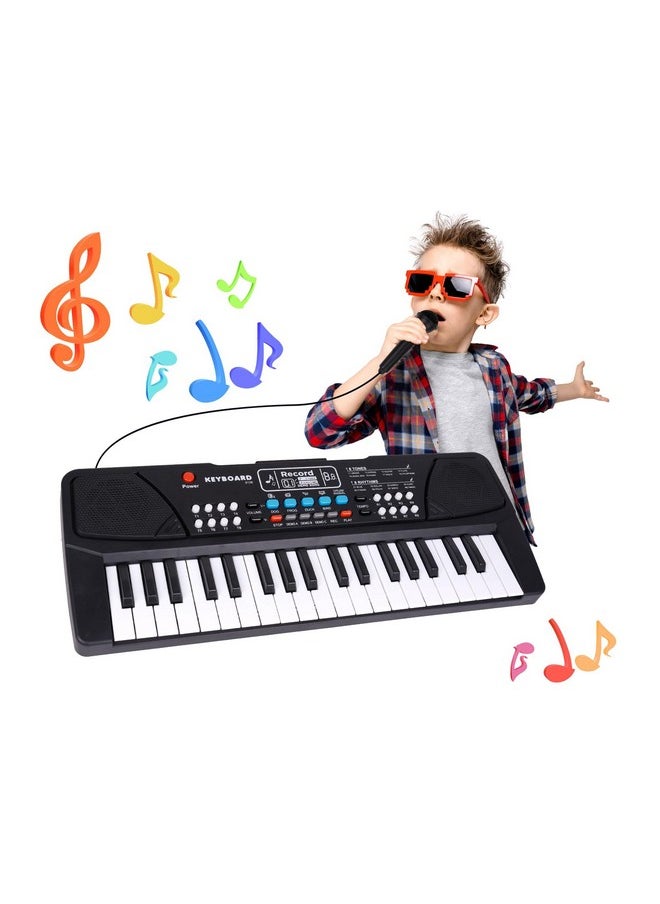 Upgraded Kids Piano Keyboard 37 Keys With Microphone, Music Toys Birthday Gifts For 3 4 5 6 Year Old Boys Girls, Black