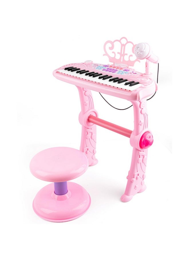 Kids Piano Keyboard Toys For 3+ Year Old Girls 37 Keys Piano For Kids With Stool And Microphone Electronic Keyboards Musical Educational Toys Birthday Gifts For Girls Age 3-6, Pink