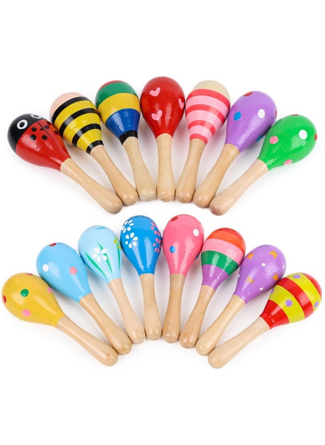 15Pcs Mini Wooden Maracas, Maracas For Toddler Musical Instruments Wooden Shakers Baby Musical Toys Infant Learning Maracas Toys