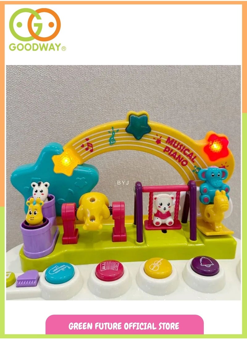 Kids Musical Piano Toy With Light & Animals - White