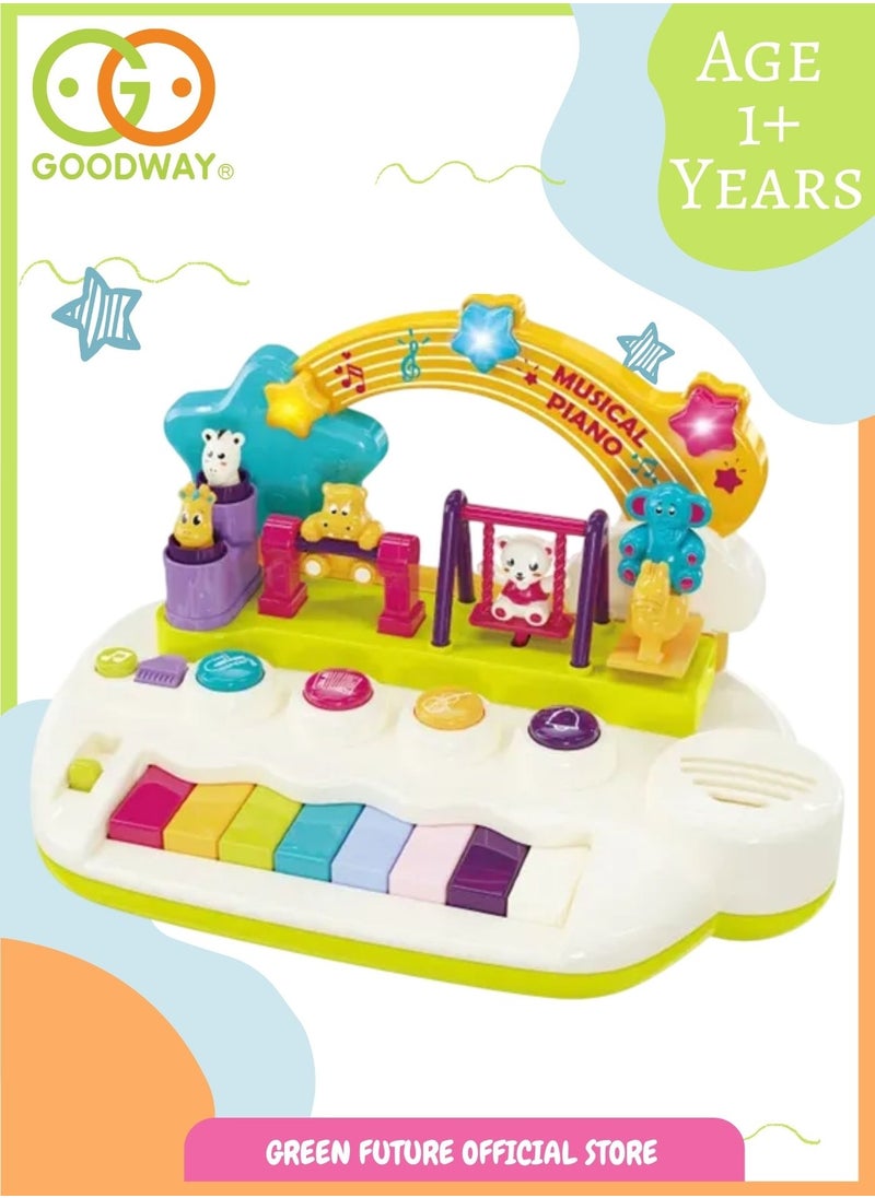 Kids Musical Piano Toy With Light & Animals - White