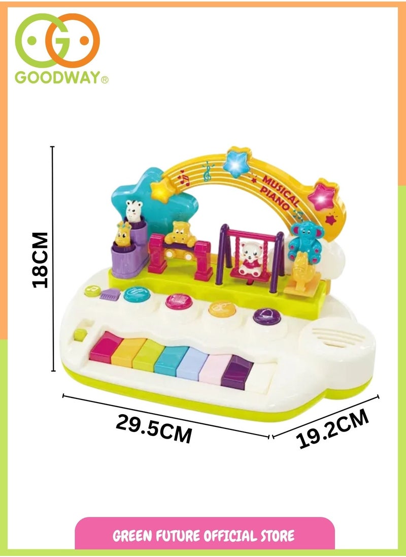 Kids Musical Piano Toy With Light & Animals - White