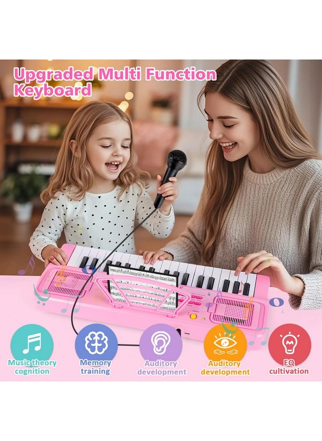 Kids Piano Keyboard, 37 Keys Electronic Piano With Music Book Bracket, Musical Toy For Toddlers 1-8 Years, Christmas Birthday Gifts For Boys Girls, Pink