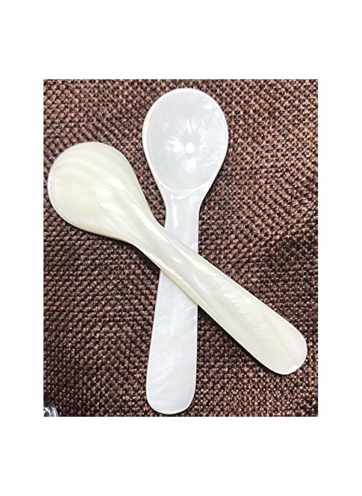 Spoons - Mother of Pearl MOP Spoon W Round Handle 3.55 inch, 2 pack