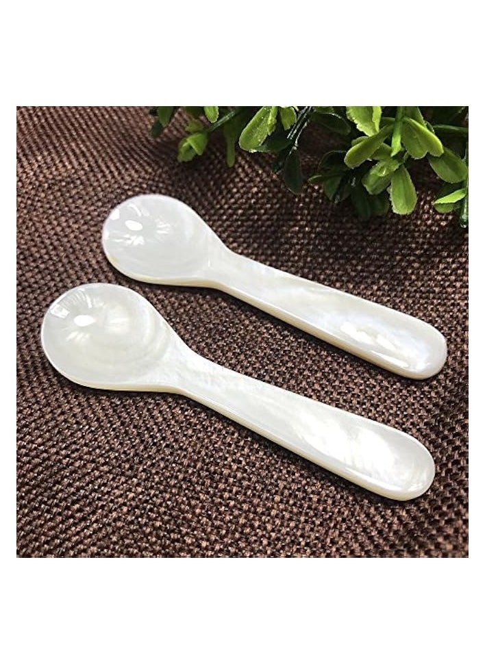 Spoons - Mother of Pearl MOP Spoon W Round Handle 3.55 inch, 2 pack