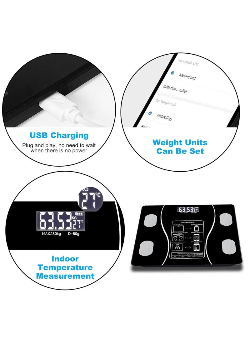 Digital Smart Weight Scale, Bluetooth / Wireless Body Fat Scale with Smartphone App, Digital Bathroom Scale for Body Weight, Body Composition Analysis, Highly Accurate BMI Scale.