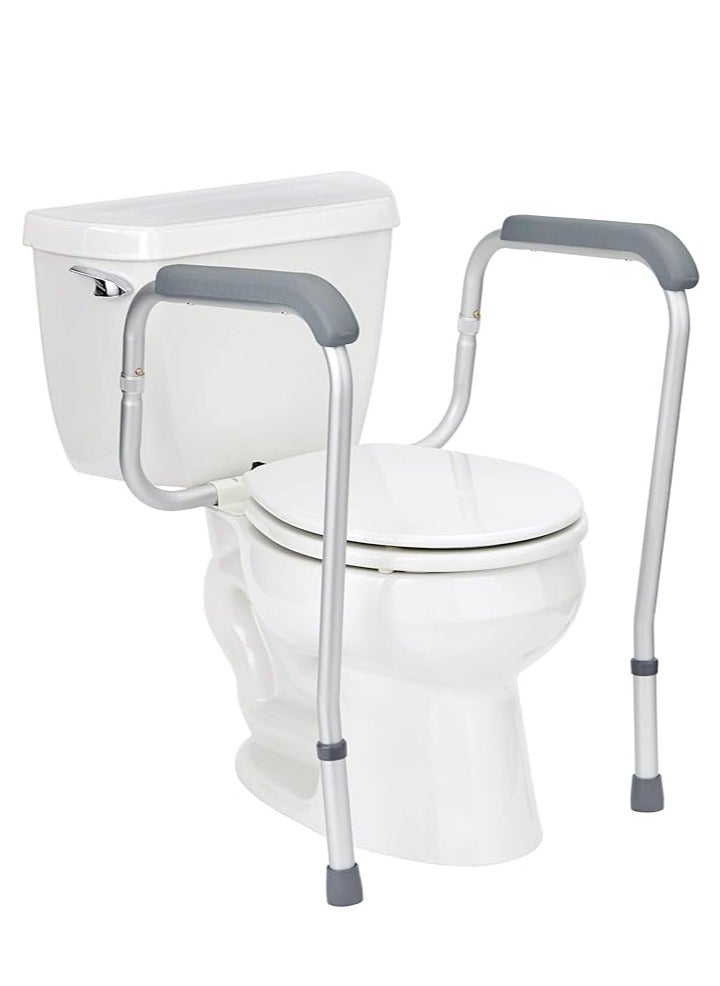 Toilet Grab Bar Foldable Drop Down Toilet Hand Rail Non Slip Toilet Aid Assist Rail Bathroom Safety Toilet Grab Bar Wall Mounted Seat Support Rail for Disabled Elderly Pregnant Load Up 136 kg