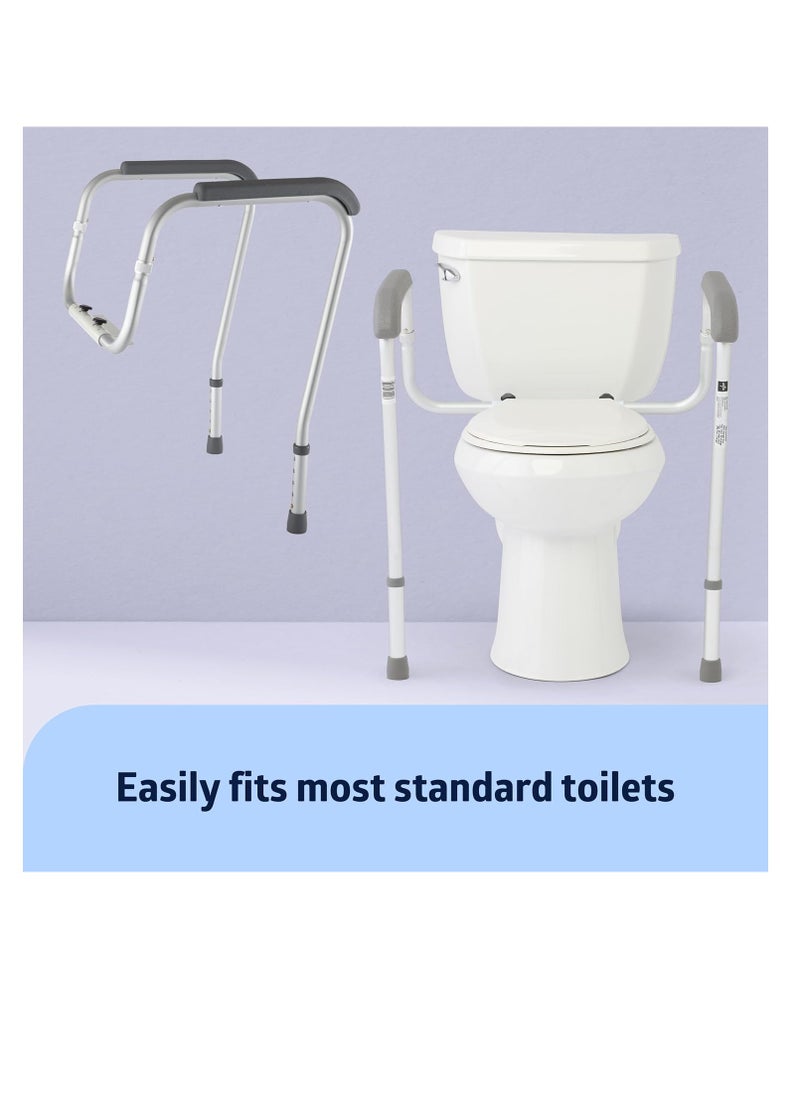 Toilet Grab Bar Foldable Drop Down Toilet Hand Rail Non Slip Toilet Aid Assist Rail Bathroom Safety Toilet Grab Bar Wall Mounted Seat Support Rail for Disabled Elderly Pregnant Load Up 136 kg